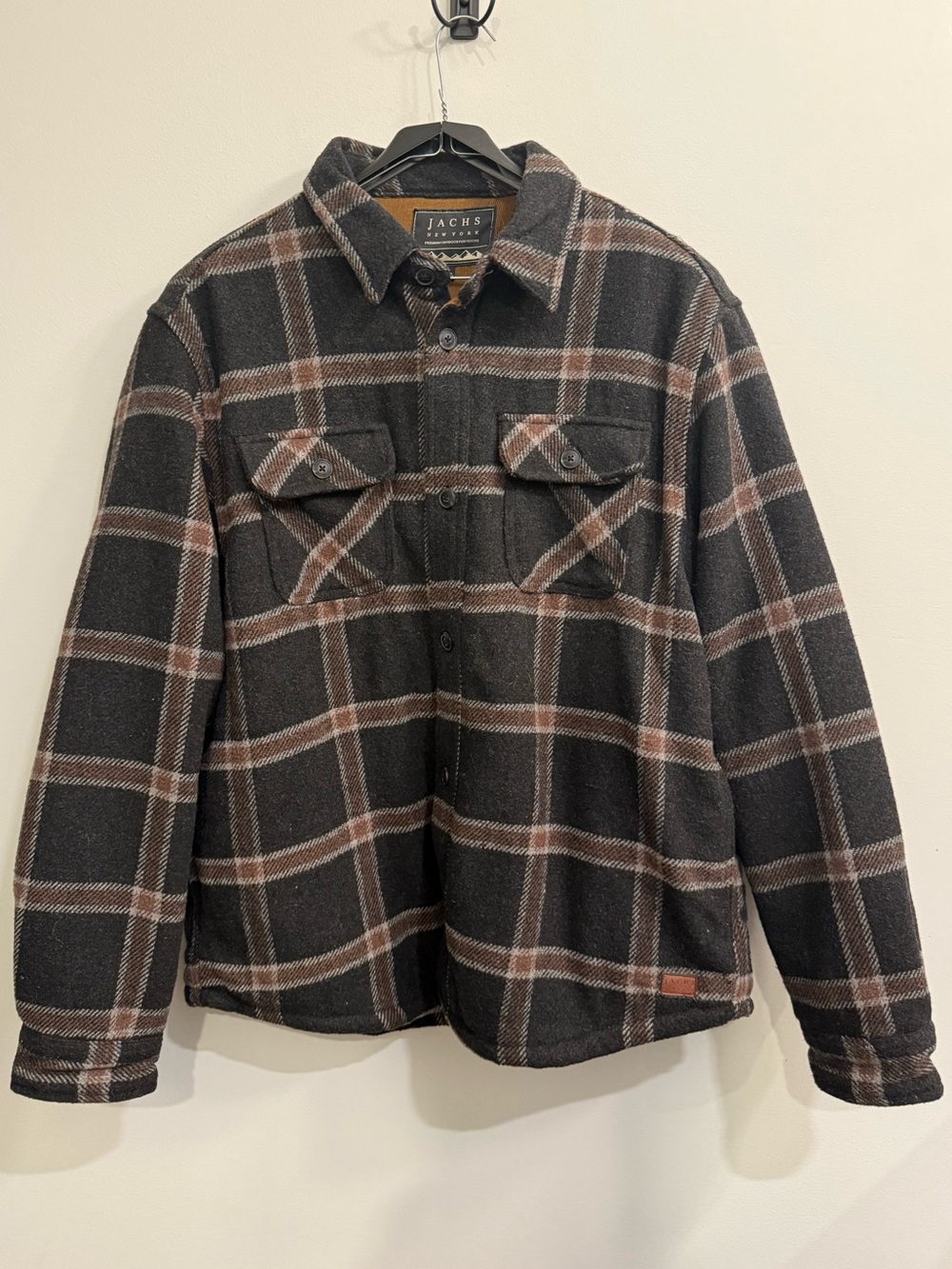 JACHS New York - Plaid Sherpa Lined Wool Blend Jacket - Black/Brown - XL